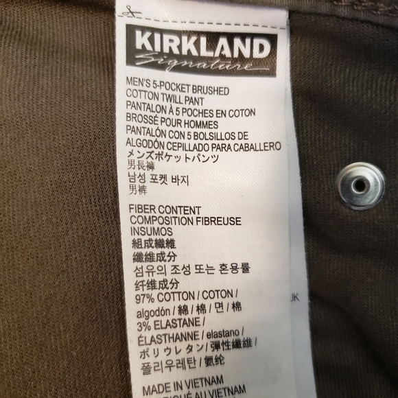 Kirkland Signature Brushed Cotton Twill Pants Men's 32x30 "Burch" (Grey/Green) - Picture 11 of 13